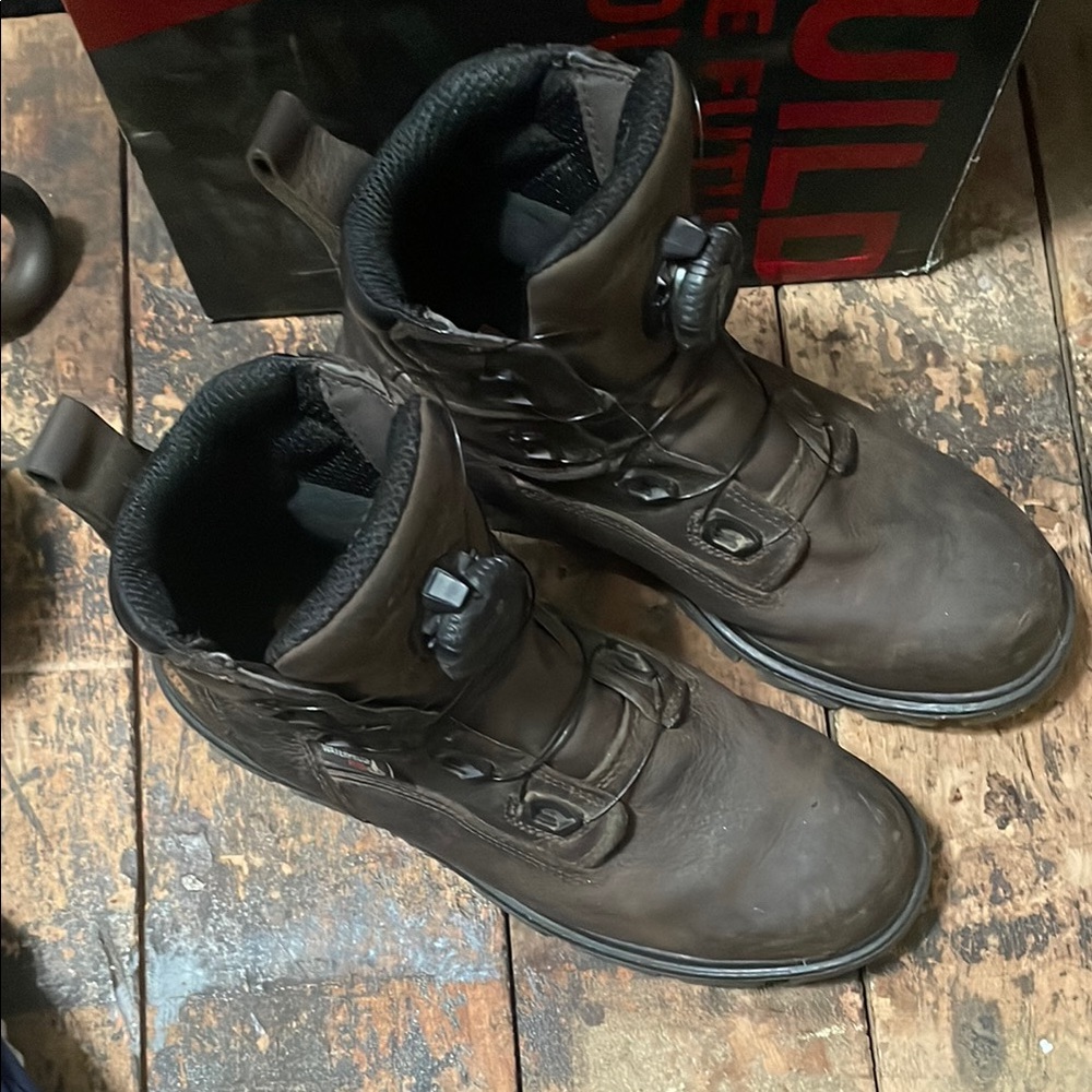 Wolverine Brown Leather Work Boots High-Top Durable